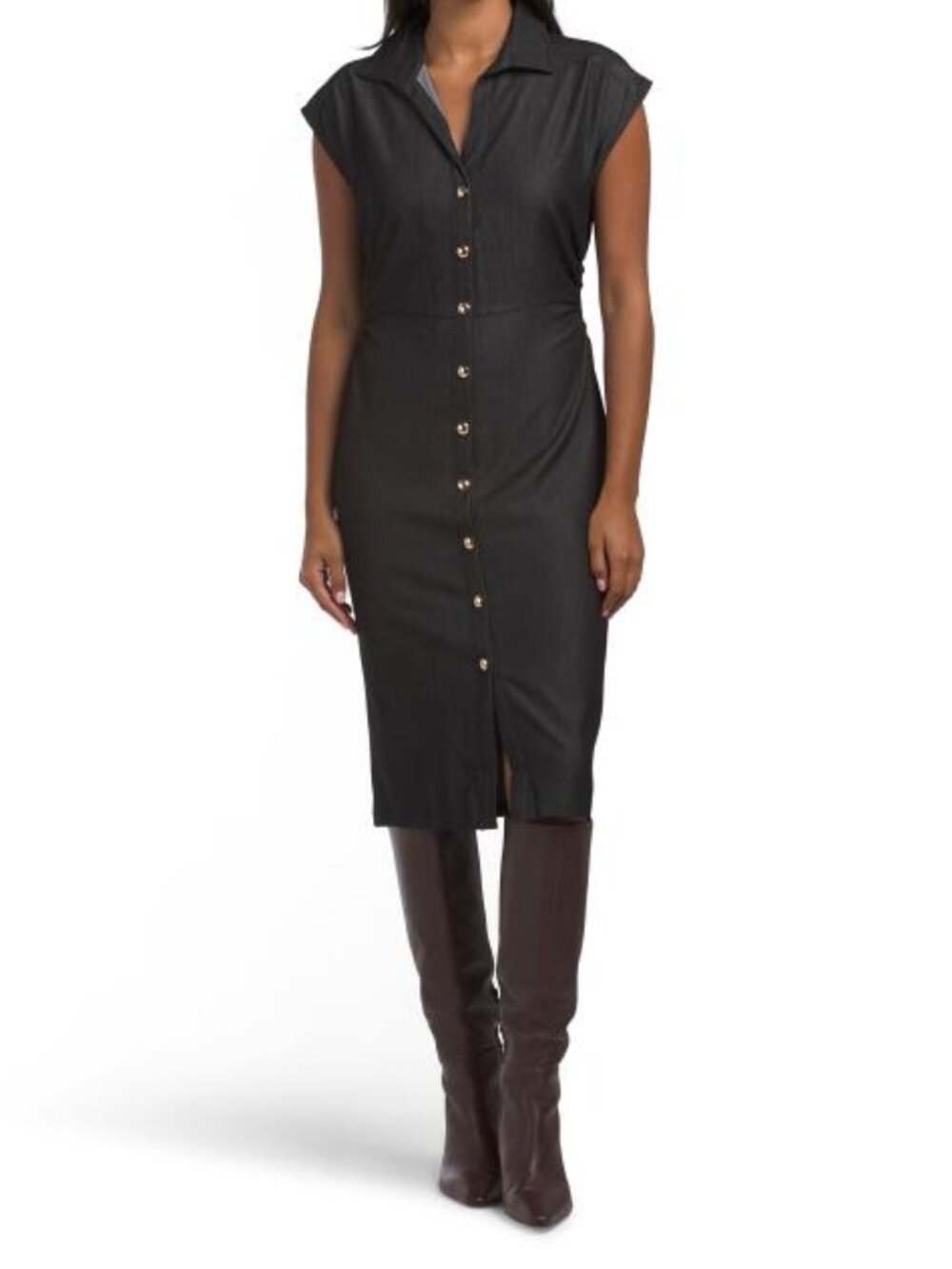 LONDON TIMES Button Down Denim Dress